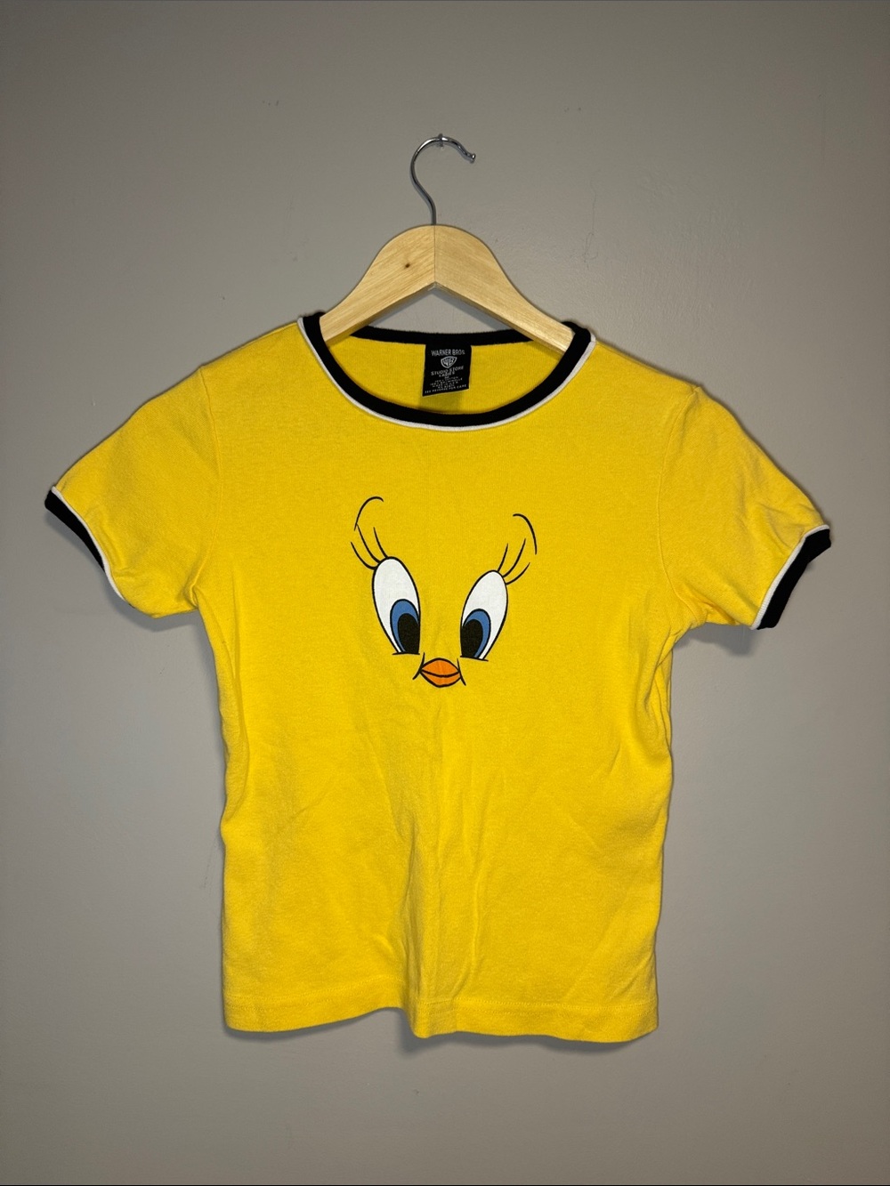 Vintage Tweety Bird Ringer Baby Tee / 1995 / Women's Medium